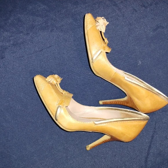 Pura Lopez pumps size 36, caramel colored leather with tassles - Picture 6 of 9